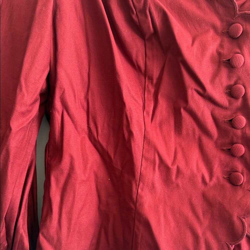 Reformation Size 8 Elianna Puff Shoulder Top in Chianti Button Front Enclosure - Picture 9 of 16